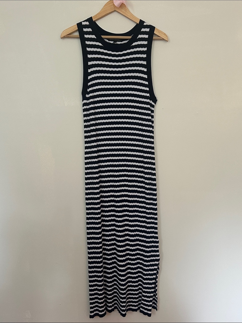 Banana Republic Black and White Striped Sleeveless Maxi Dress